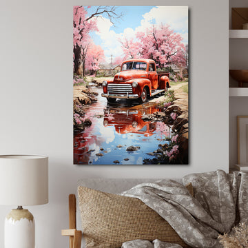 Red Pickup Truck Whispers Of - Pickup Truck Canvas Wall Art